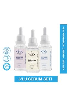 VivaBeauty Üçlü Serum Seti (C VİTAMİNİ - CAFFEİNE - HYALURONİK ASİT SERUMU)