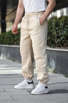 Madmext Bej Rahat Kesim Paçası Lastikli Erkek Eşofman Altı L Beden