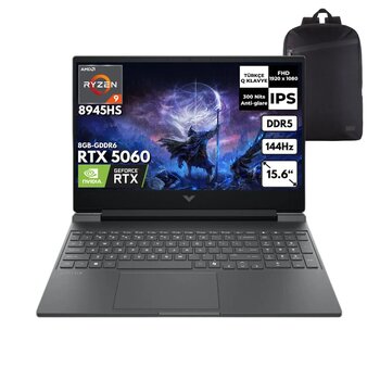 Hp Victus 15-Fb3006nt Ryzen 9-8945hs 16-Gbddr5 1 Tbssd Rtx4060 (8gb - Gddr6) 15.6" Fhd Windows 11 Home + Hmf Sırt Çantası B82wceahmf31