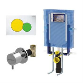 Geberit Sigma01 Yuvarlak Gömme Rezervuar Seti, Kids Yeşil/Sarı