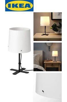 IKEA Siyah AKDENİZ BARLAST SİYAH BEYAZ 31 cm ABAJUR MASA LAMBASI Modern E14