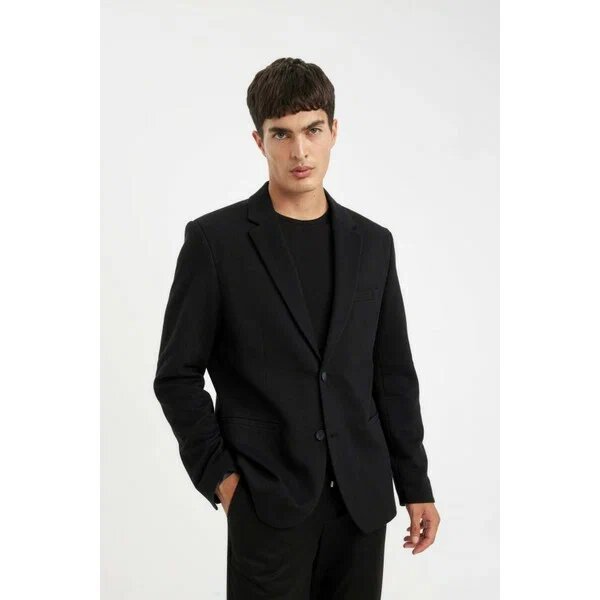 DeFacto Slim Fit Dar Kesim Astarlı Düğmeli Blazer Siyah 54 Blazer Ceket