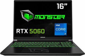 Monster Tulpar T6 V3.3.8 Intel Core i7 13700HX 64 GB RAM 1 TB SSD 8 GB RTX 5060 FreeDOS 16" FHD+ 165 Hz Oyun Bilgisayarı