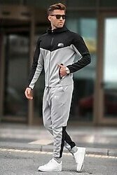 Kapüşonlu Gri Erkek Eşofman Takımı 7202-gri