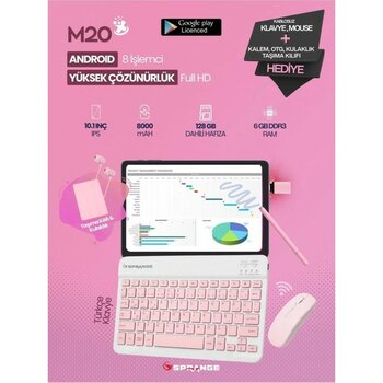 Sprange Ventus M20 10.1" IPS Ekran 6GB RAM 128GB Hafıza Wi-Fi Google Lisanslı Tablet Pembe - 128 GB - Renk