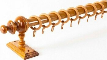 Meşe 175 cm Raysız Rustik Perde Askı Seti (Ahşap Başlık ve Aluminyum Boru) - RAYSIZ