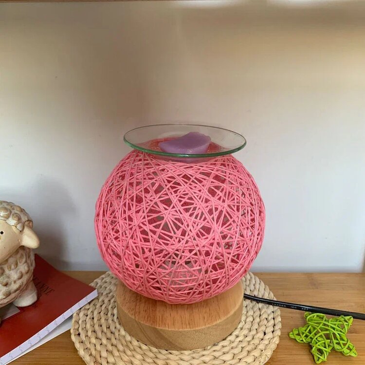 Aurora Cam 3d Cam Rattan Ampul Açık Pembe Aromaterapi Lambası