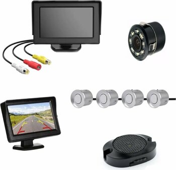 Mfk Kameralı Park Sensörü 4.3' Komple +4 Adet Sensör Gri