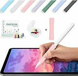 Apple Pencil 1-2 Nesil Pro Usb-C Uyumlu Soft Yumuşak Silikon Kalem Tutucu Ve 8'li Kalem Ucu Koruyucu Pembe