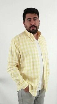 Tousus Regular Fit Pitikareli Likralı Sarı M Uzun Kol Erkek Gömlek