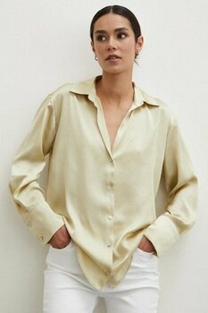 Never More  Basic Saten Gömlek Bej - XS