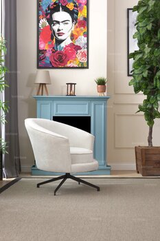 LOVİSSE HOME Beyaz 360 Döner Berjer - Tekli Koltuk, Salon, Ofis, Bekleme, cafe, veranda, tv koltuğu