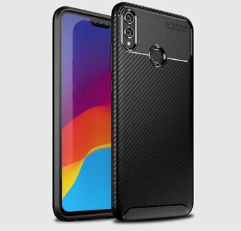Noktaks - Huawei Uyumlu Huawei Honor 8x - Kılıf Auto Focus Negro Karbon Silikon Kapak - Siyah Sadece Kılıf Olsun