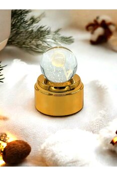 Sensoria Cam Küre Işıklı 360 Dönebilen Müzikli Küre Hediyelik Süs Eşyası Usb