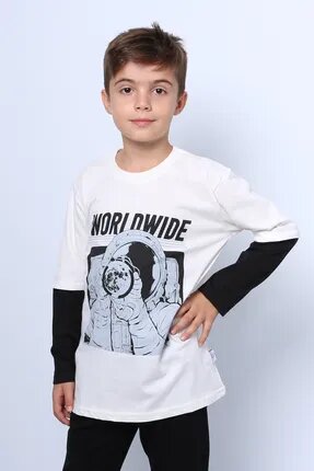 HÇM Erkek Çocuk Uzun Kollu İnce Sweat Worldwide Baskılı C53