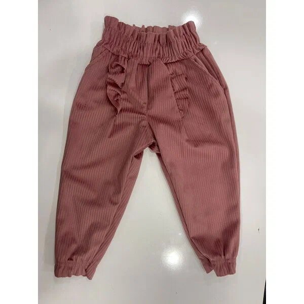 Canix Önü Fırfırlı Pembe 1–1,5 Yaş Kadife Pantolon