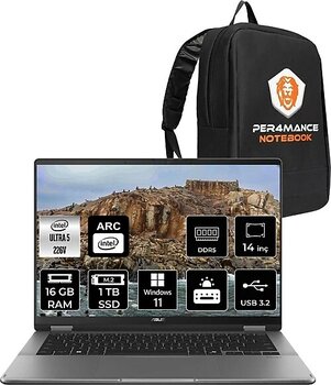 ASUS Vivobook 14 Flip Ultra 5 226V 16GB RAM 1TB SSD 14'' WUXGA OLED W11H Dizüstü Bilgisayar & PER4