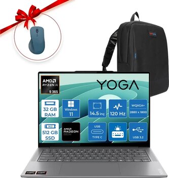 Lenovo Yoga Pro 7 14Asp9 Amd Ryzen Aı 9 365 32Gb 512Gb Ssd Windows 11 Pro Amd Radeon 880M Oled 400Nıts 14.5" Wqxga+ 2.8K (2880X1800) 120Hz 83Hn0026trp02 + Yoga Mosue + Zetta Çanta