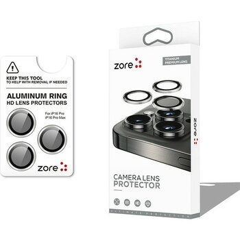 Zore Apple iPhone 16 Pro Msra Cl-12 Premium Safir Parmak Izi Bırakmayan Anti-Reflective Kamera Lens Koruy - Gümüş