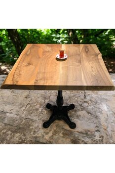 Cafe Masa Ahşap Kütük Masa Aslan Ayak Kare 70x70