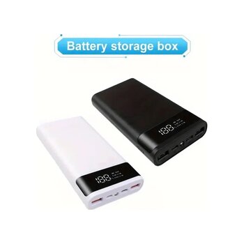 Gaojunshop01 4 Yuvalı 18650 Power Bank Kutusu - Dayanıklı Pvc Şarj Deposu - Mavi