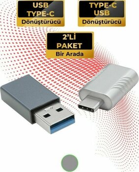 TTAF Type-C To Usb-A 3.0 ve USB 3.2 To Type-C Dönüştürücü 2'si 1 Arada Gri - Koyu Gri