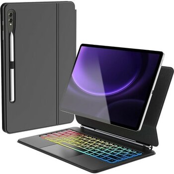 Galaxy Tab S10+ 12.4" ile Uyumlu Magic Keyboard Touchpad Rgb Işıklı Klavyeli Kılıf