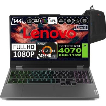 Lenovo Loq 15ARP9 Amd Ryzen 7 7435HS Ddr5 32GB 4tb SSD RTX4070-8GB 300NITS 15.6" 144Hz Fhd Freedos Taşınabilir Bilgisayar 83JC00CUTRF08 + Zetta Çanta