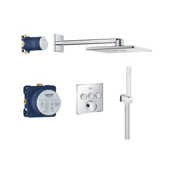 Grohe Smartcontrol Perfect Ankastre Banyo/duş Bataryası, Tepe Ve El Duşu Seti - 34712000 Gümüş