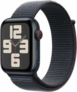 Apple Watch SE GPS + Cellular, 44 mm Gece Yarısı Alüminyum Kasa ve Mürekkep Moru Spor Loop