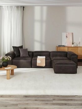 S Home Design Concept Frida 4 Modül Pofidik Modüler Kanepe L Köşe Koltuk Takımı, Nubuk, Koyu Kahverengi