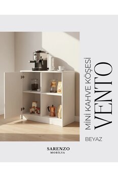Sarenzo Vento Mini Kahve Köşesi Çok Amaçlı Mutfak Dolabı (Beyaz)