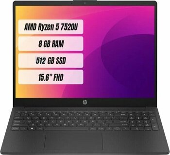 HP 15-FC0000NT AMD Ryzen 5 7520U 8 GB 512 GB SSD 15.6 inç 1920 x 1080 Dizüstü Bilgisayar