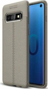 Samsung Galaxy S10 Plus Kılıf Deri Desenli Ve Esnek Yapılı Sağlam Derry Silikon Kılıf Gri Renk