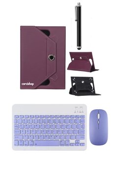Corcishop Vorcom Ultrapad 10.36 İnç Kılıf Universal Standlı + Bluetooth Klavye Mouse Set +  Kalem Standlı