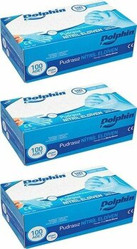 Dolphin Mavi Nitril Eldiven Pudrasız (L) 100lü Paket 3 Adet - L