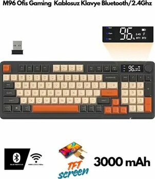 Freewolf M96 Klavye Bluetooth/2.4g Kablosuz Klavye Işıklı Usb Type-c Kablolu Şarj Gösterge Panelli
