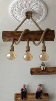 Özcan Life Özcan  Life  Retro  Ahşap  Kütük Jüt  Halatlı  Avize  Sarkıt 3 Lambalı