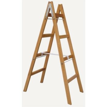 İdeal Mutfak 4 Basamaklı Çift Çıkışlı A Tipi Ahşap Merdiven - 4+4