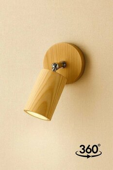 Aysem Wood Duvar Aplik 360° Dönebilen Silindir Yansıtma Tasarımlı Tek Yönlü Ahşap Salon Hol Cafe Otel Aplik
