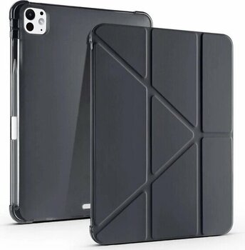 İpad Pro 11 İnç M4 2024 Uyumlu Kılıf Üçgen Katlanabilir Kalem Şarj Bölmeli Kılıf A2836 A2837 A3006  Siyah