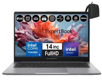 Asus Expertbook P1 P1403cva-I58512g0d Intel Core I5-13420H 40Gb Ddr5 1Tb Ssd Freedos 14" Fhd Intel Uhd Taşınabilir Bilgisayar Wxı58512g0d23+Zettaçanta