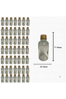 Elitcam Şeffaf Cam Şişe Gold Metal Kapaklı (50 Adet)