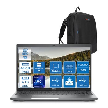 Dell Latitude 5550 Intel Ultra 7 165u Aı 48gb Ddr5 4tb Ssd Intel Graphıc Fhd Ips Windows 11 Home Taşınabilir Bilgisayar N015l555015h15+Zettaçanta