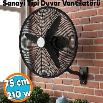 Sanayi Tipi Duvar Vantilatörü 75 cm 210 W Endüstriyel Geniş Sessiz Duvara Monte Fan