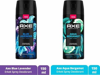 Axe Premium Collection Erkek Sprey Deodorant Blue Lavender 150 ml + Aqua Bergamot 150 ml
