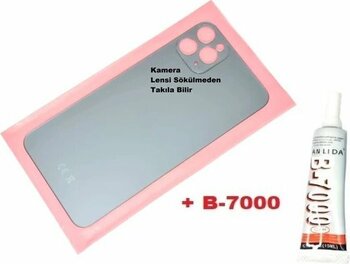İphone 11 Pro Max Arka Pil Batarya Kapağı (Cam+B-7000) Mavi
