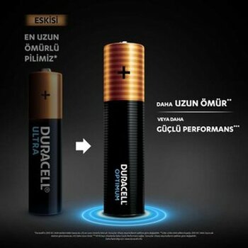 1 Adet Duracell Optimum Aaa Alkalin Ince Kalem Pil 1,5 V (LR03 / MN2400) 8 Li Paket