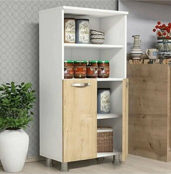 Çok Amaçlı Dolap,4 Raflı, 2 Kapaklı Mutfak Dolabı Kiler Dolabı Banyo Dolabı