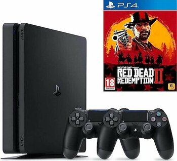 Sony Playstation 4 Slim 1 TB Siyah Oyun Konsolu + 2. Kol + Red Dead Redemption 2